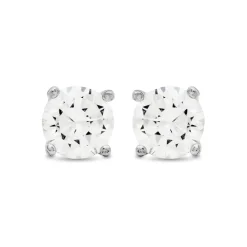 Pendientes de plata de ley 925de 6mm con Circonita acabados en rodio - Básico