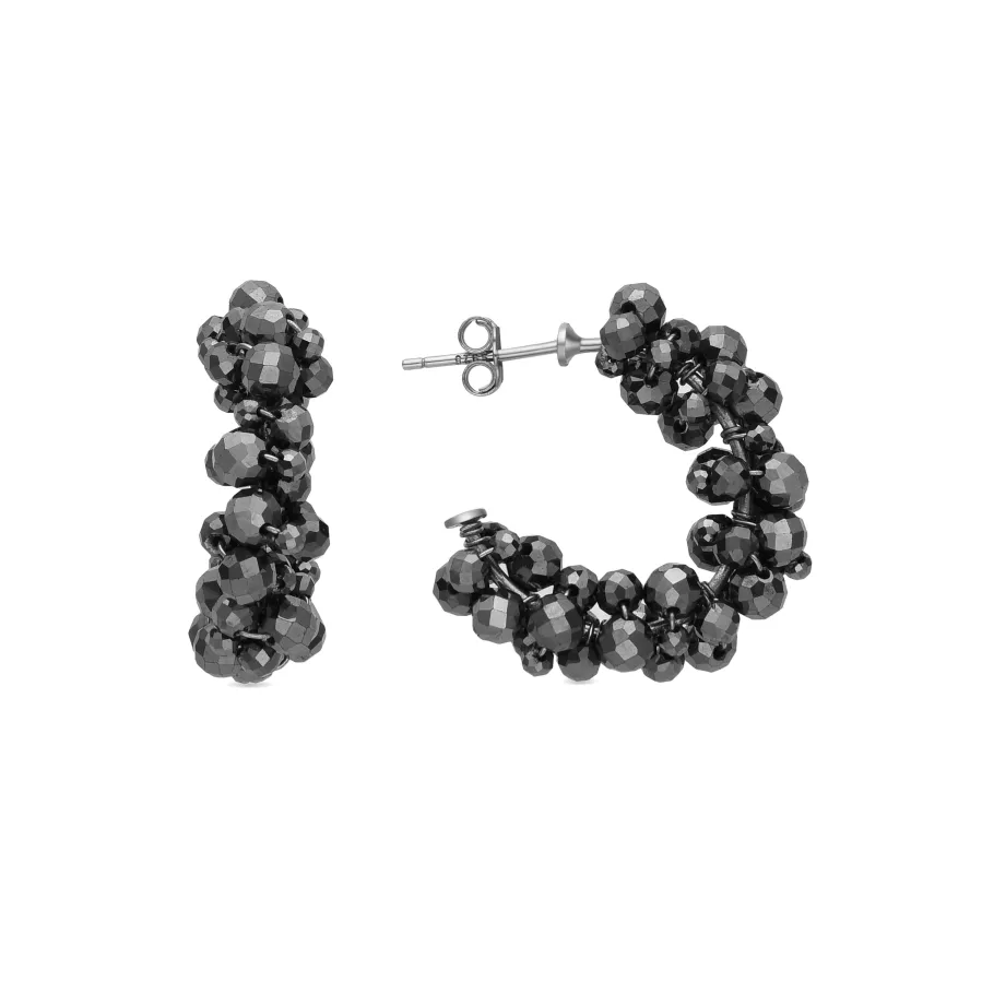 Pendientes de Plata de Ley 925 y Hematite acabado en rodio - Silka