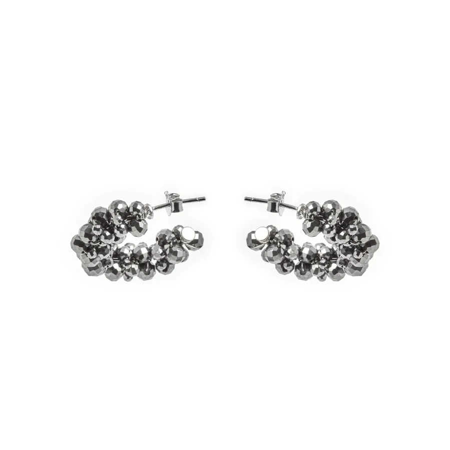 Pendientes de Plata de Ley 925 y Hematite acabado en rodio - Silka