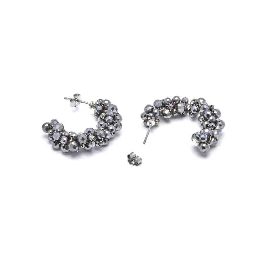 Pendientes de Plata de Ley 925 y Hematite acabado en rodio - Silka