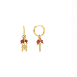 Pendientes de Plata de Ley 925 y Cristal Rosa acabado oro amarillo de 18k - Coaran