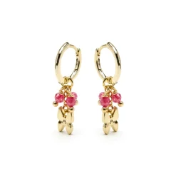 Pendientes de Plata de Ley 925 y Cristal Rosa acabado oro amarillo de 18k - Coaran