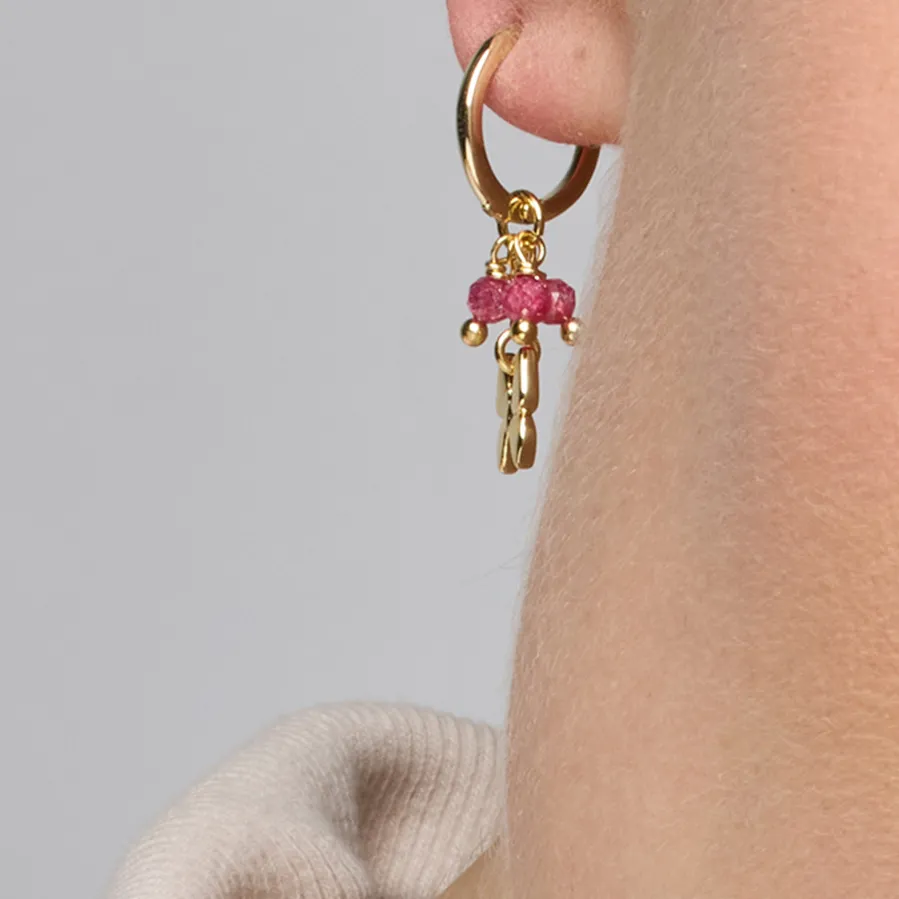 Pendientes de Plata de Ley 925 y Cristal Rosa acabado oro amarillo de 18k - Coaran