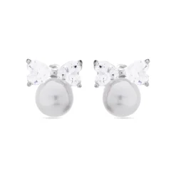 Pendientes de Plata de Ley 925 con Perla Blanca acabados en rodio - Theria