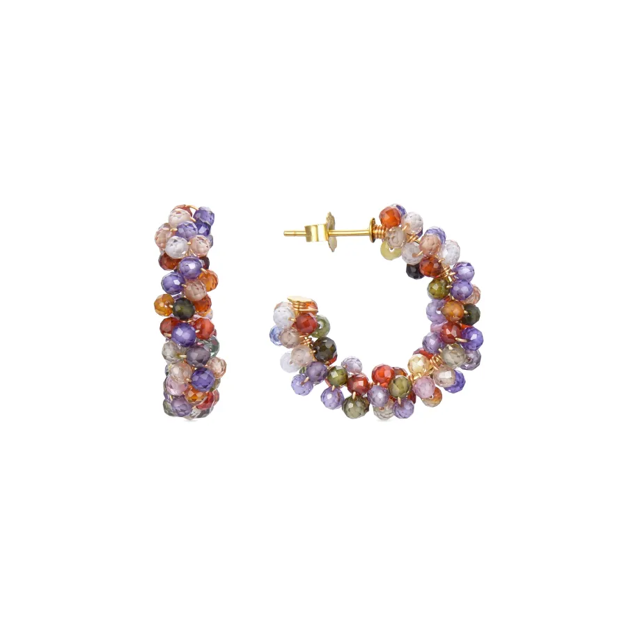 Pendientes de Plata de Ley 925 con Cristal Multicolor acabados en oro amarillo 18K - Salblai