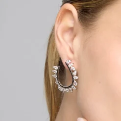 Pendientes de Plata de Ley 925 y Circonita Onix acabado rodio - Sidya