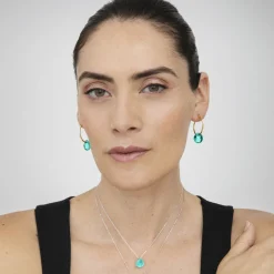 Pendientes de Plata de Ley 925 con Cuarzo Hidrotermal Verde acabados en oro amarillo 18K - Vanshy