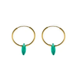 Pendientes de Plata de Ley 925 con Cuarzo Hidrotermal Verde acabados en oro amarillo 18K - Vanshy