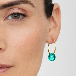 Pendientes de Plata de Ley 925 con Cuarzo Hidrotermal Verde acabados en oro amarillo 18K - Vanshy