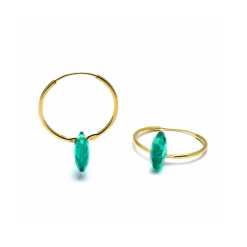 Pendientes de Plata de Ley 925 con Cuarzo Hidrotermal Verde acabados en oro amarillo 18K - Vanshy