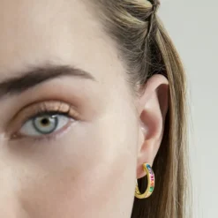 Pendientes de Plata de Ley 925 con Circonita Multicolor acabados en oro amarillo 18K - Tuhato