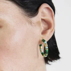 Pendientes de Plata de Ley 925 con Malaquita acabados en oro amarillo 18K - Ihun