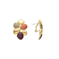 Pendientes de Resina Naranja acabados en oro amarillo 18K - Niro