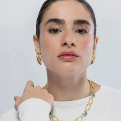Pendientes de Resina Naranja acabados en oro amarillo 18K - Niro