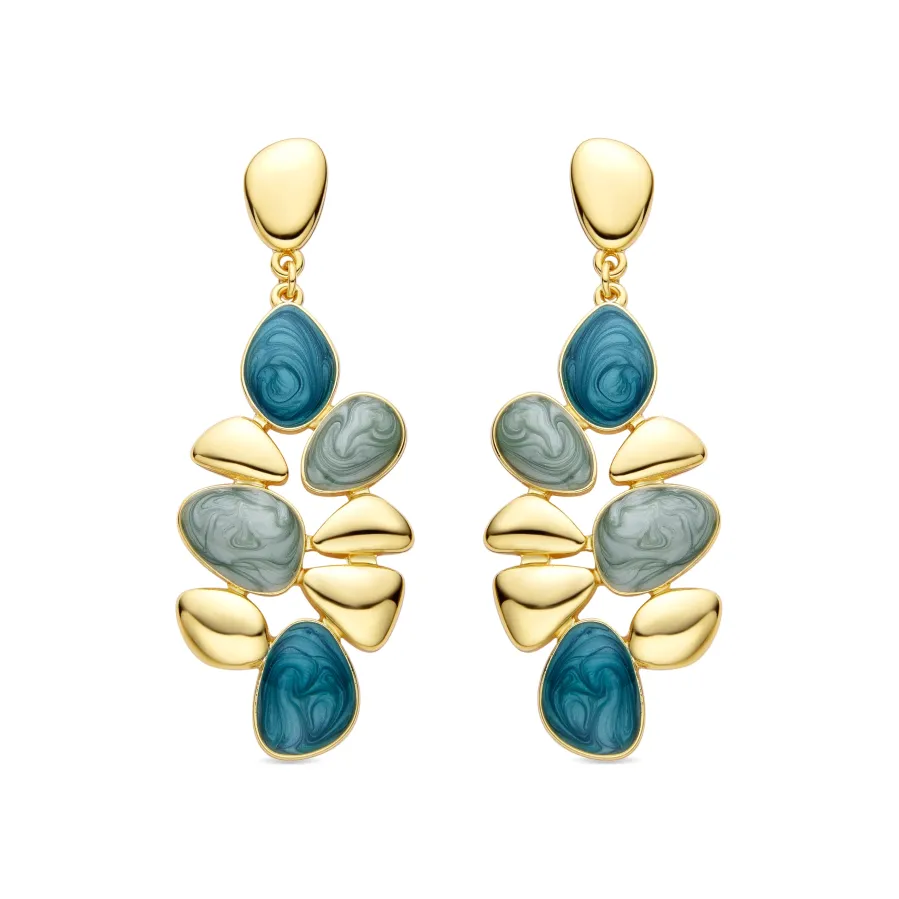 Pendientes de Resina Verde acabados en oro amarillo 18K - Nortul