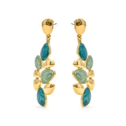 Pendientes de Resina Verde acabados en oro amarillo 18K - Nortul