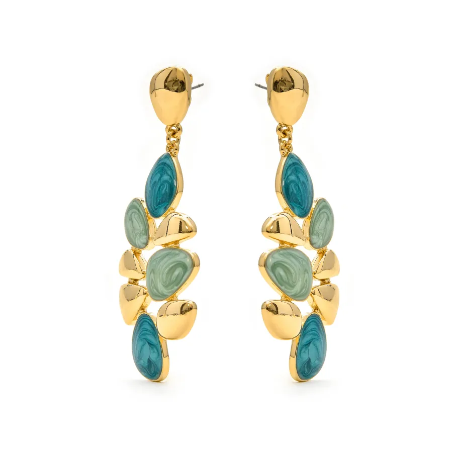 Pendientes de Resina Verde acabados en oro amarillo 18K - Nortul