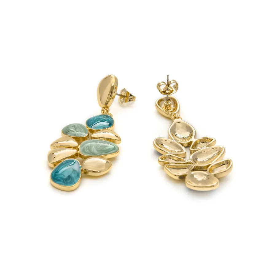 Pendientes de Resina Verde acabados en oro amarillo 18K - Nortul
