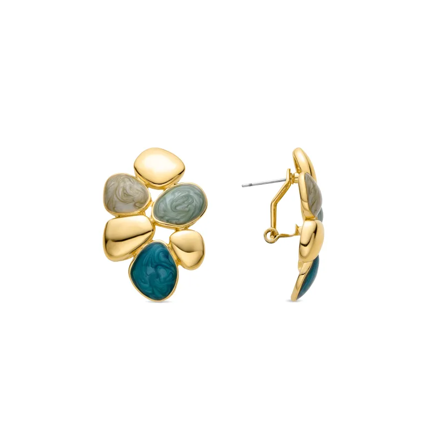 Pendientes de Resina Verde acabados en oro amarillo 18K - Niro