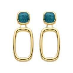 Pendientes de Resina Verde acabados en oro amarillo 18K - Orzur