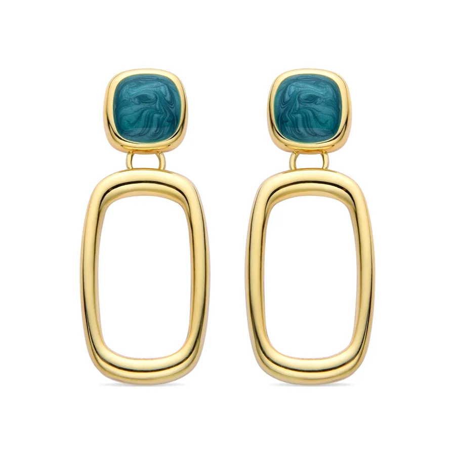 Pendientes de Resina Verde acabados en oro amarillo 18K - Orzur