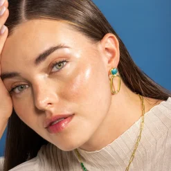 Pendientes de Resina Verde acabados en oro amarillo 18K - Orzur