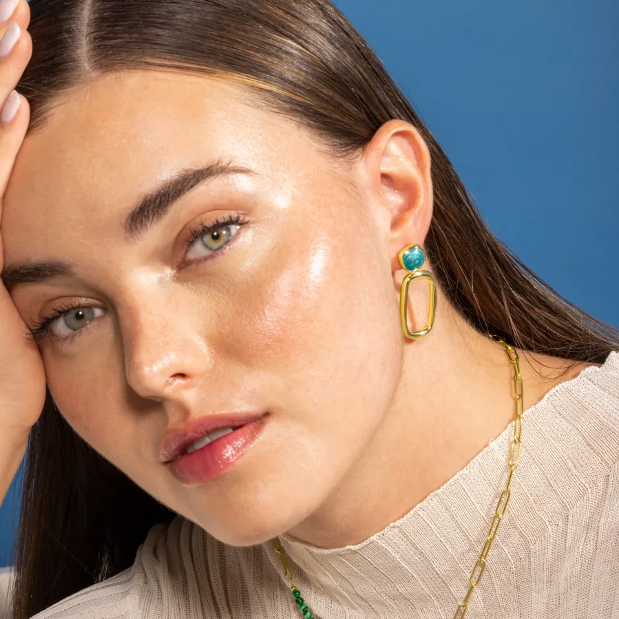 Pendientes de Resina Verde acabados en oro amarillo 18K - Orzur