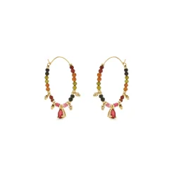 Pendientes de Turmalina Multicolor acabados en oro amarillo 18K - Baim