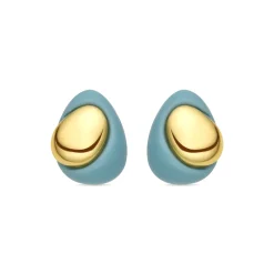 Pendientes Jidun de Resina Azul acabado oro amarillo de 18k