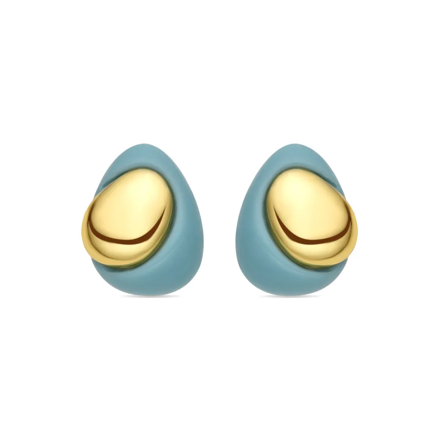Pendientes Jidun de Resina Azul acabado oro amarillo de 18k