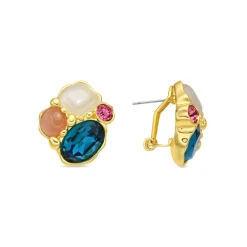 Pendientes Nedla de Cristal Verde acabado oro amarillo de 18k