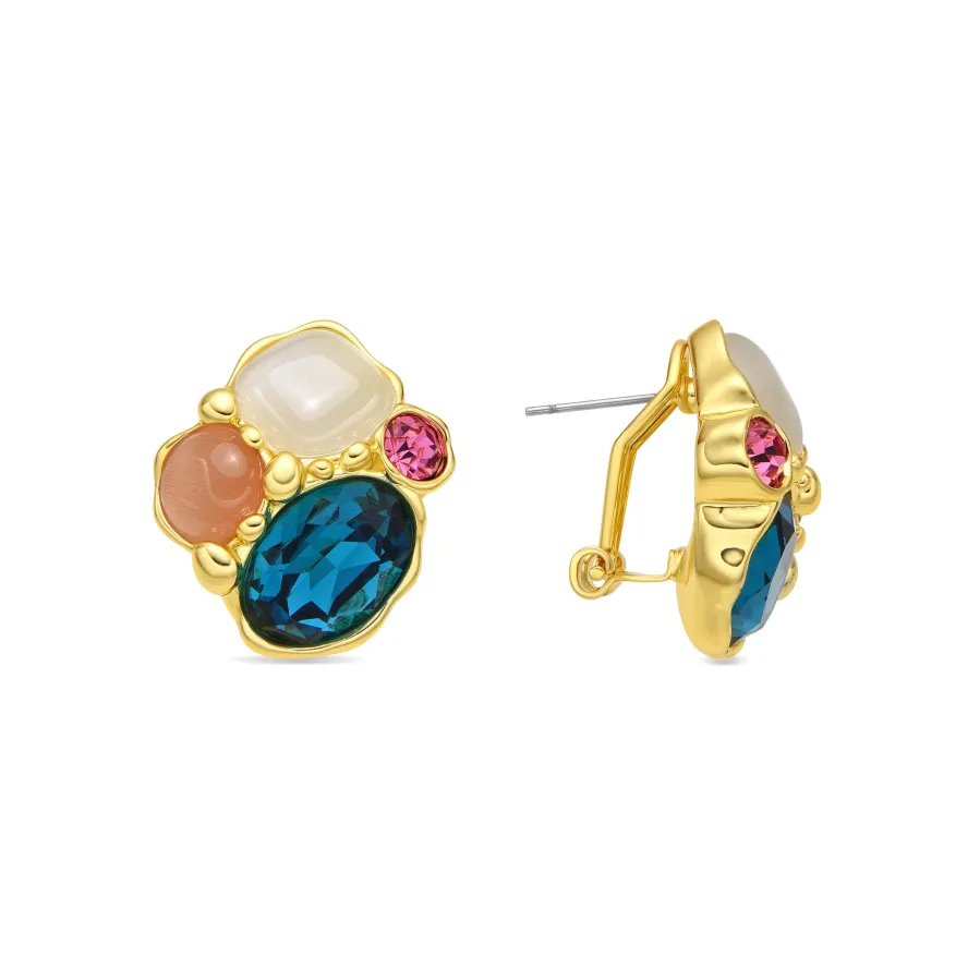 Pendientes Nedla de Cristal Verde acabado oro amarillo de 18k