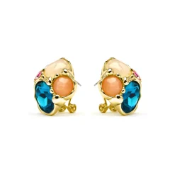 Pendientes Nedla de Cristal Verde acabado oro amarillo de 18k