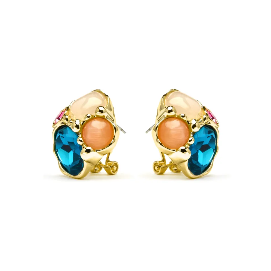 Pendientes Nedla de Cristal Verde acabado oro amarillo de 18k