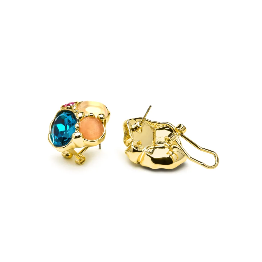 Pendientes Nedla de Cristal Verde acabado oro amarillo de 18k