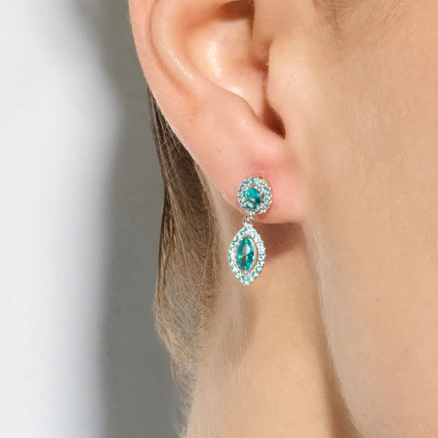 Pendientes Ontary de Plata de Ley 925 y Cuarzo hidrotermal verde - Ontary