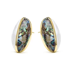 Pendientes Thisca de Madreperla Blanca acabado oro amarillo de 18k