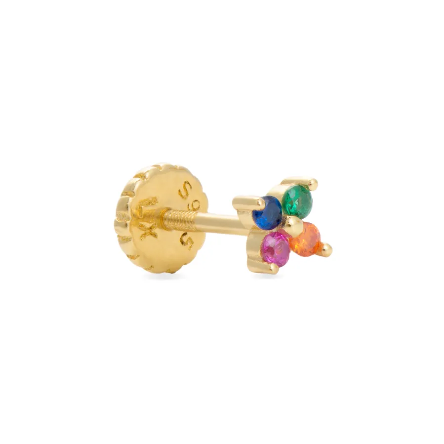 Piercing de Plata de Ley 925 con Circonita Multicolor acabado en oro amarillo 18K - Phanvi