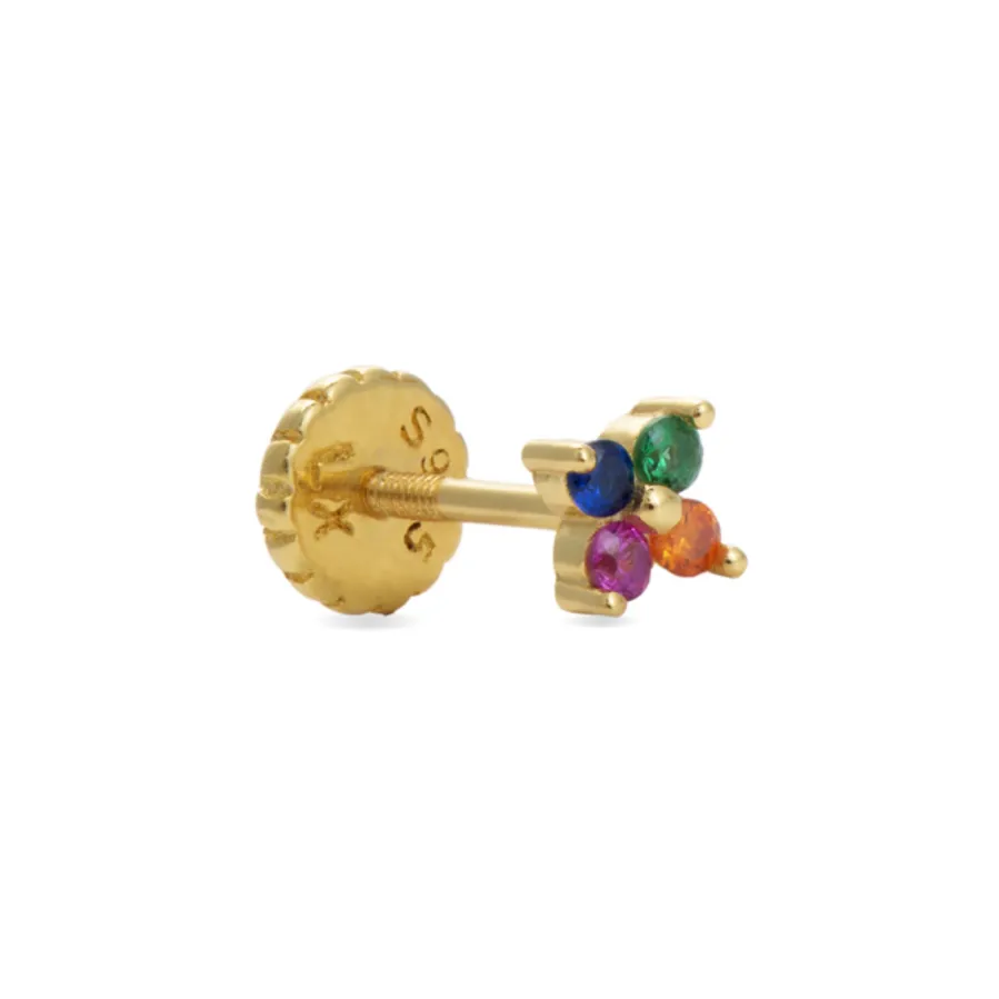 Piercing de Plata de Ley 925 con Circonita Multicolor acabado en oro amarillo 18K - Phanvi