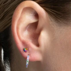Piercing de Plata de Ley 925 con Circonita Multicolor acabado en oro amarillo 18K - Phanvi