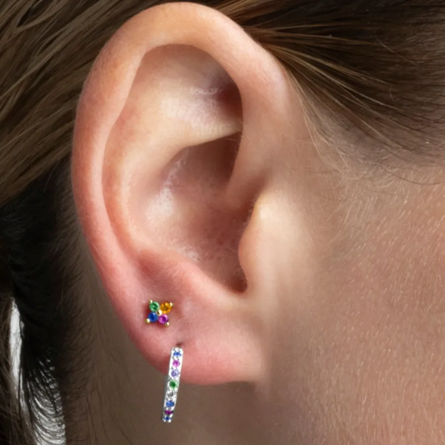 Piercing de Plata de Ley 925 con Circonita Multicolor acabado en oro amarillo 18K - Phanvi