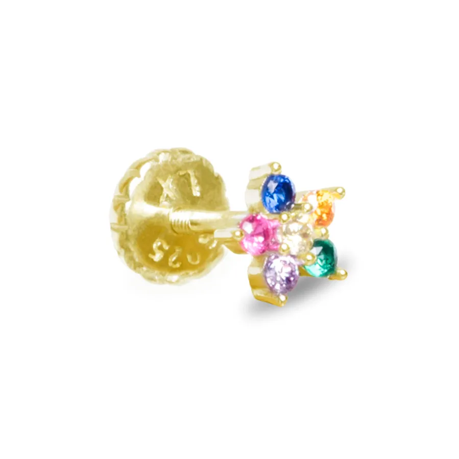 Piercing de Plata de Ley 925 con Circonita Multicolor acabado en oro amarillo 18K - Dekthy