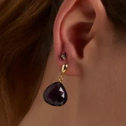 Piercing de Plata de Ley 925 con Circonita Multicolor acabado en oro amarillo 18K - Dekthy