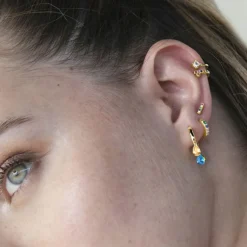 Piercing de Plata de Ley 925 con Circonita Multicolor acabado en oro amarillo 18K - Ansung