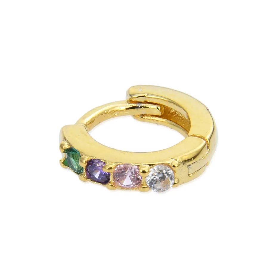 Piercing de Plata de Ley 925 con Circonita Multicolor acabado en oro amarillo 18K - Ansung