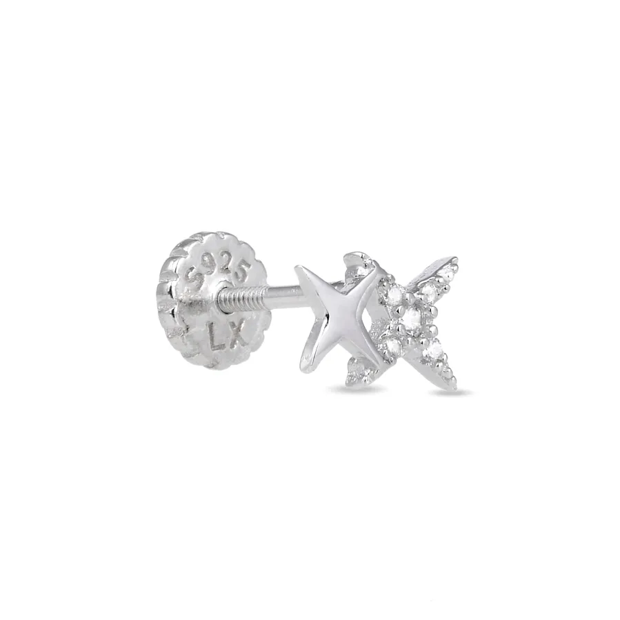 Piercing de Plata de Ley 925 con Circonita Brillante acabado en rodio - Tingio