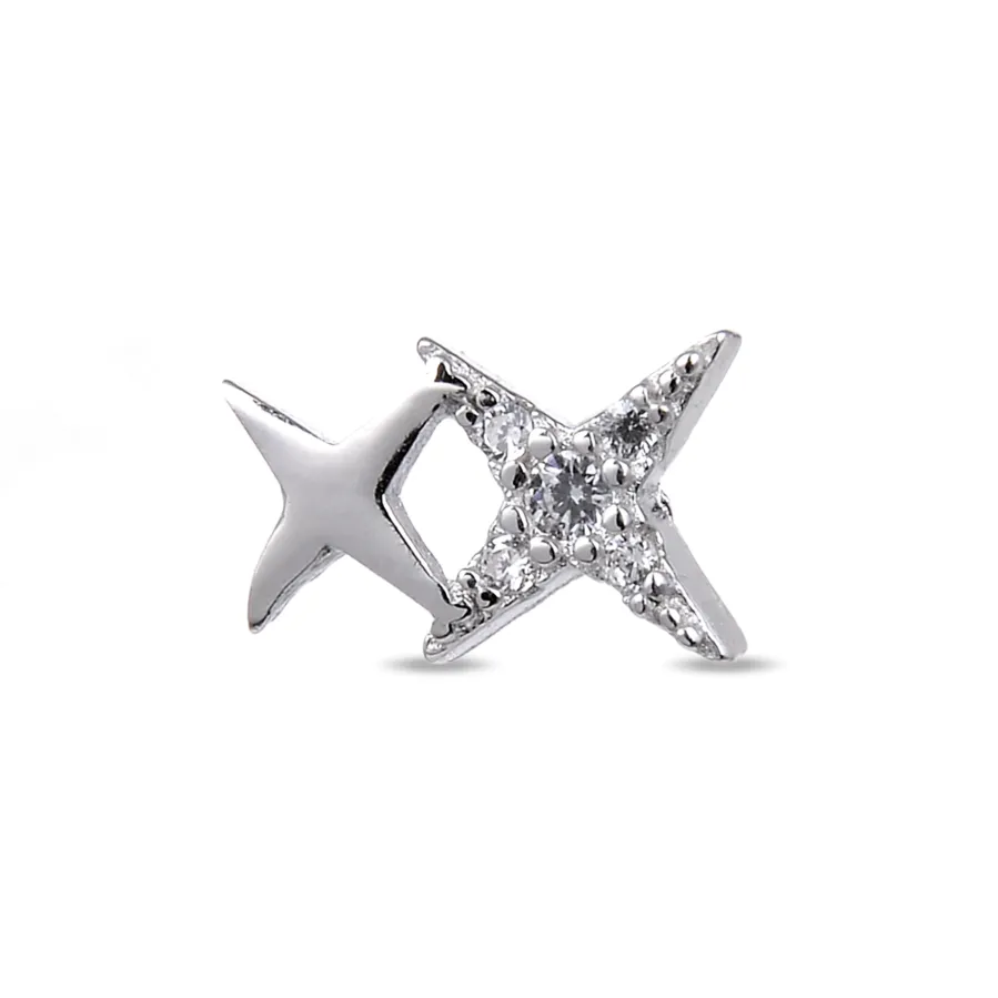Piercing de Plata de Ley 925 con Circonita Brillante acabado en rodio - Tingio