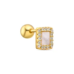 Piercing de Plata de Ley 925 y Madreperla Blanca acabado oro 18k - Xino