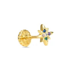 Piercing de Plata de Ley 925 con Circonita Multicolor acabado en oro amarillo 18K - Waruan