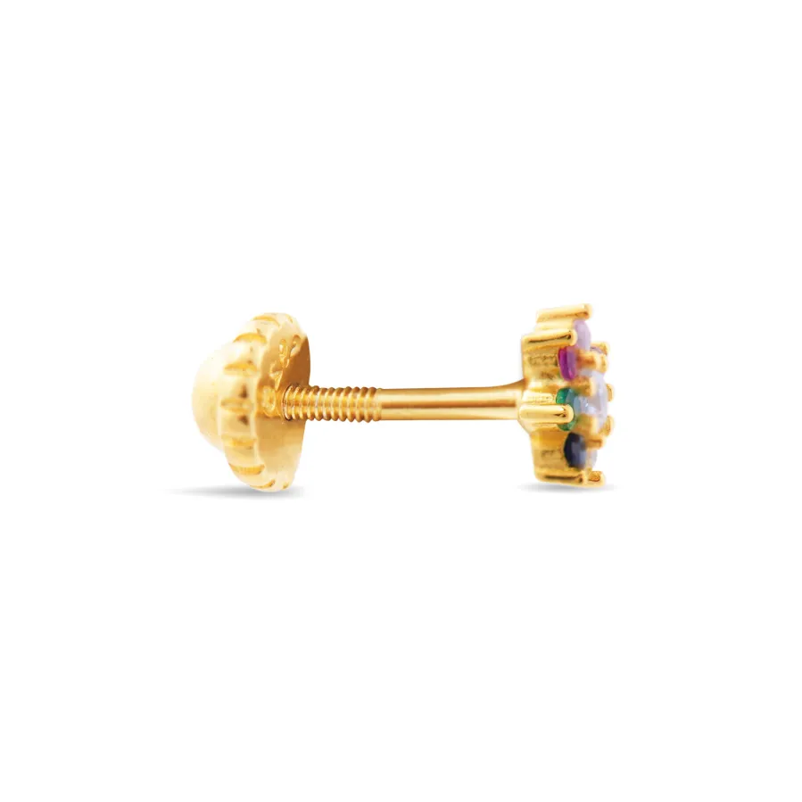Piercing de Plata de Ley 925 con Circonita Multicolor acabado en oro amarillo 18K - Fanti